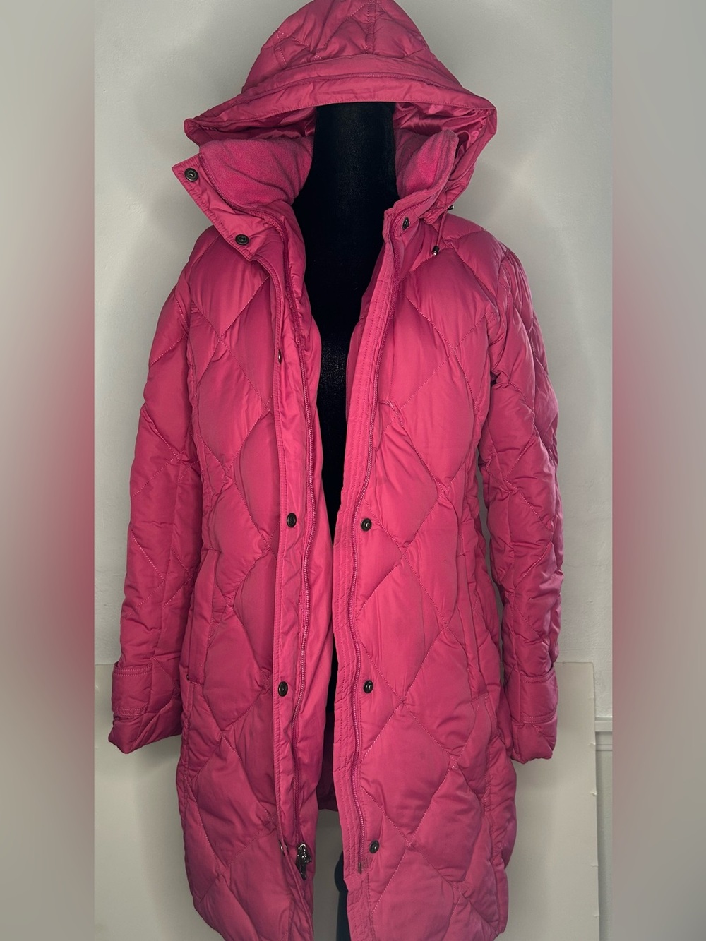 Lands' End Hooded Quilted Puffer Coat - Hot Pink